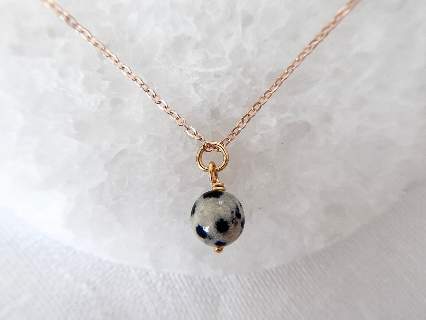 Gold Plated Dalmatian Jasper Pendant Necklace