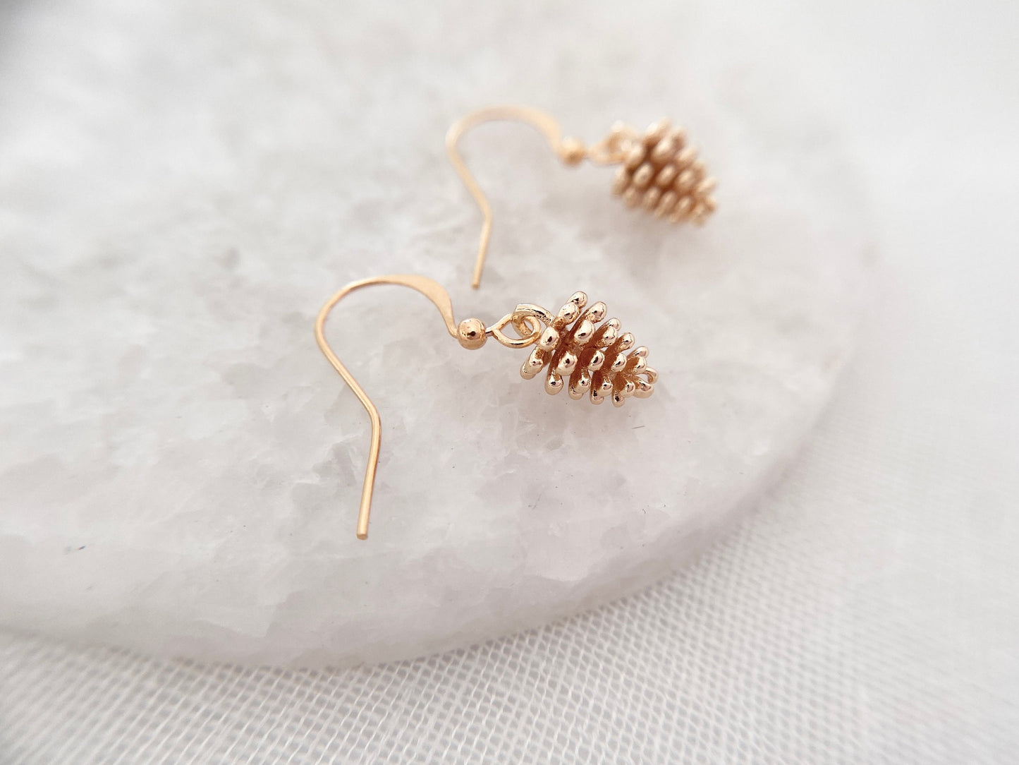Gold Plated Pine Cone Earrings
