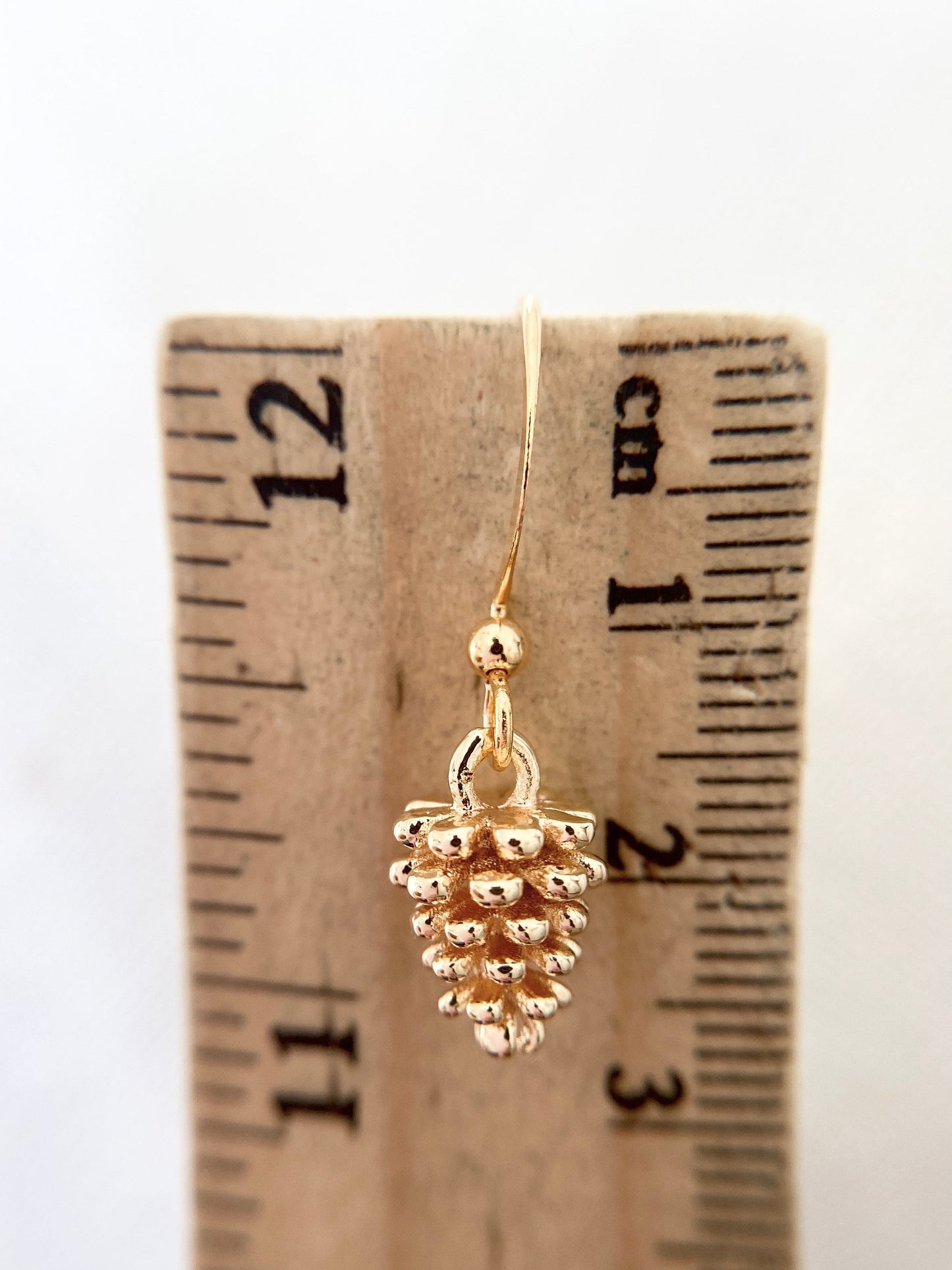 Gold Plated Pine Cone Earrings
