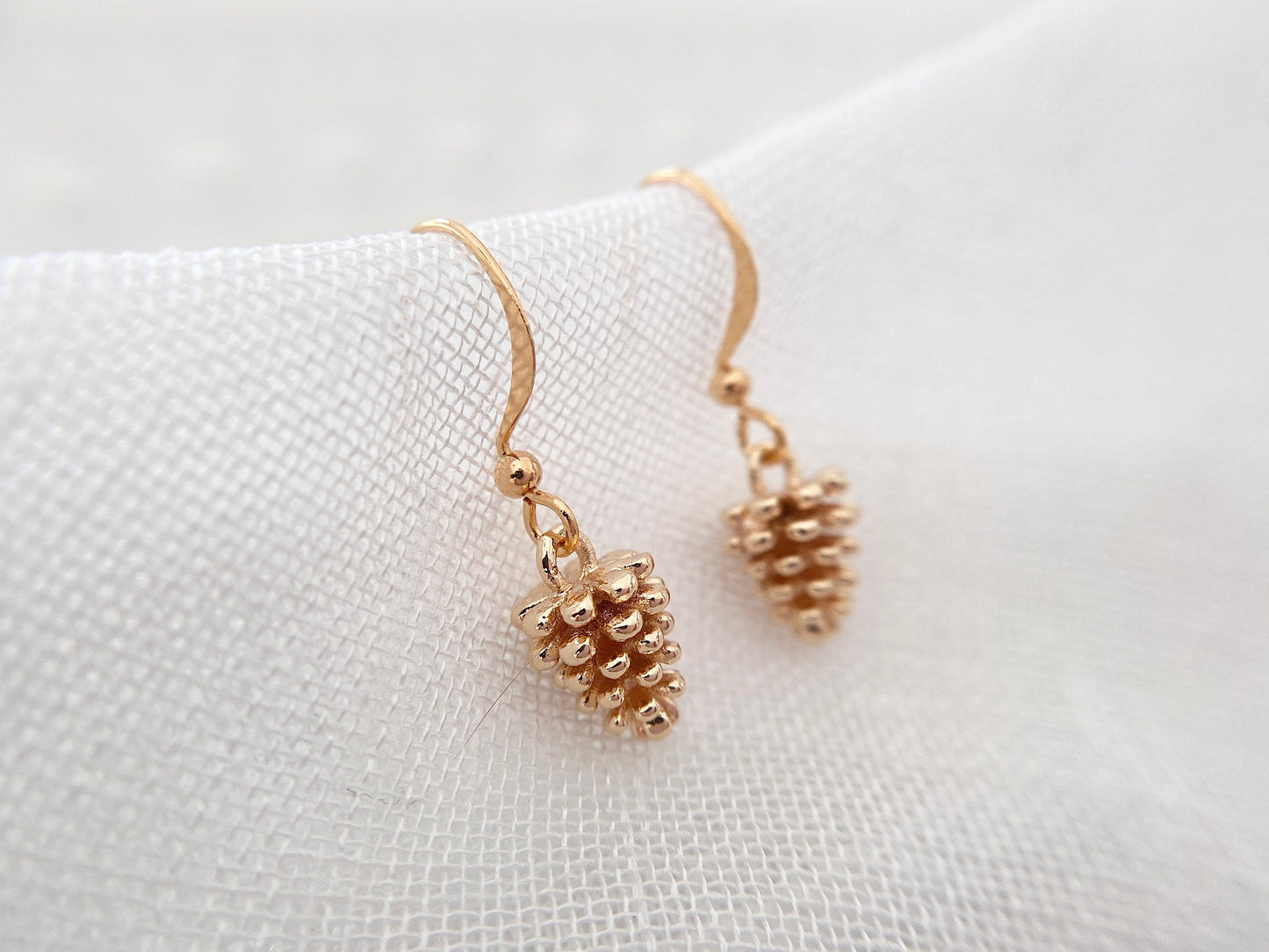 Gold Plated Pine Cone Earrings