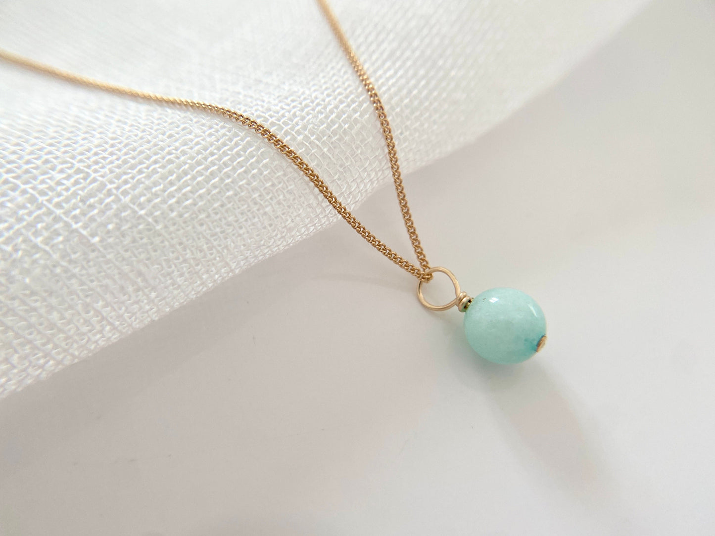 Gold Filled Jade Gemstone Pendant Necklace, Gift for her