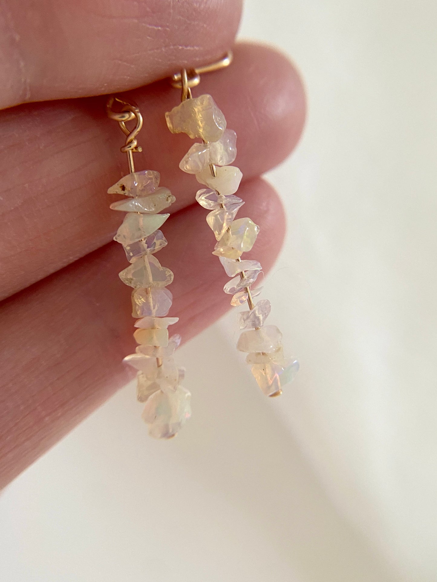 Gold Opal gemstone drop earrings