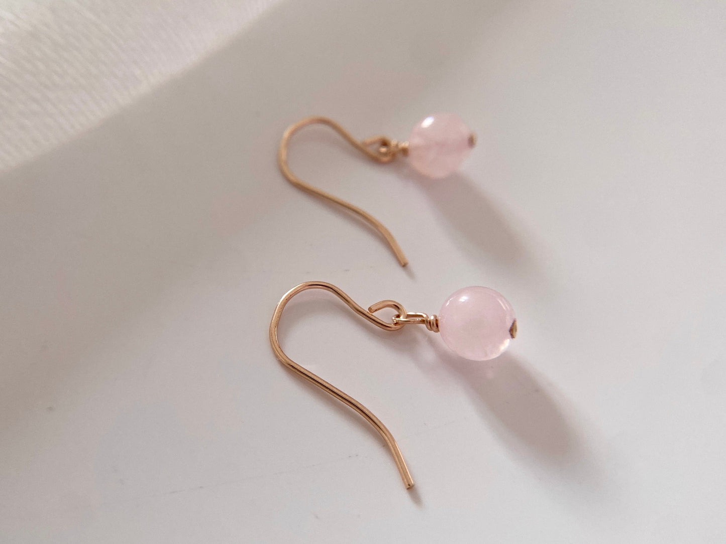 Gold filled rose quartz earrings