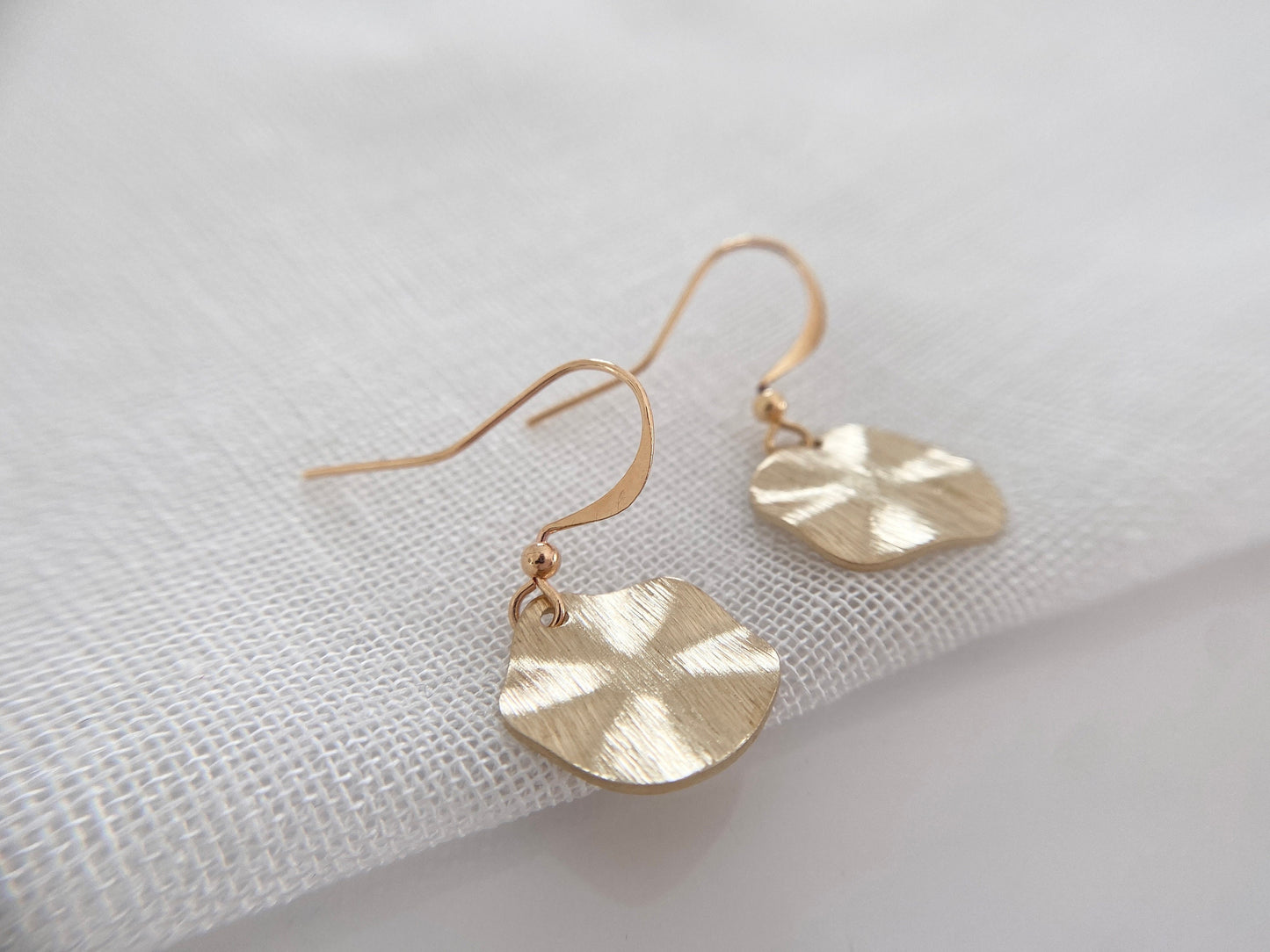 Gold Plated Wavy Disc Earrings