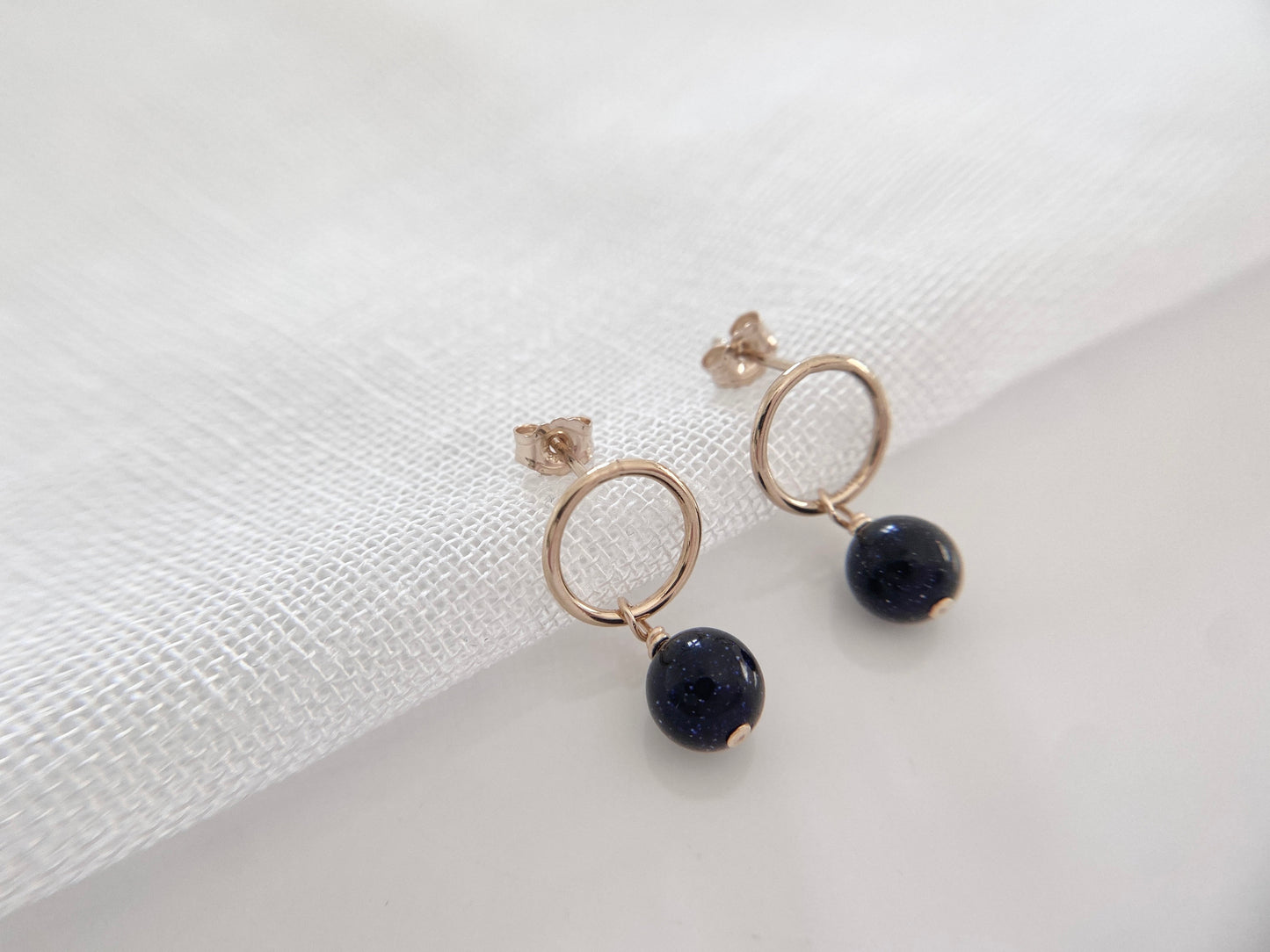 Gold Filled Blue Goldstone Earrings