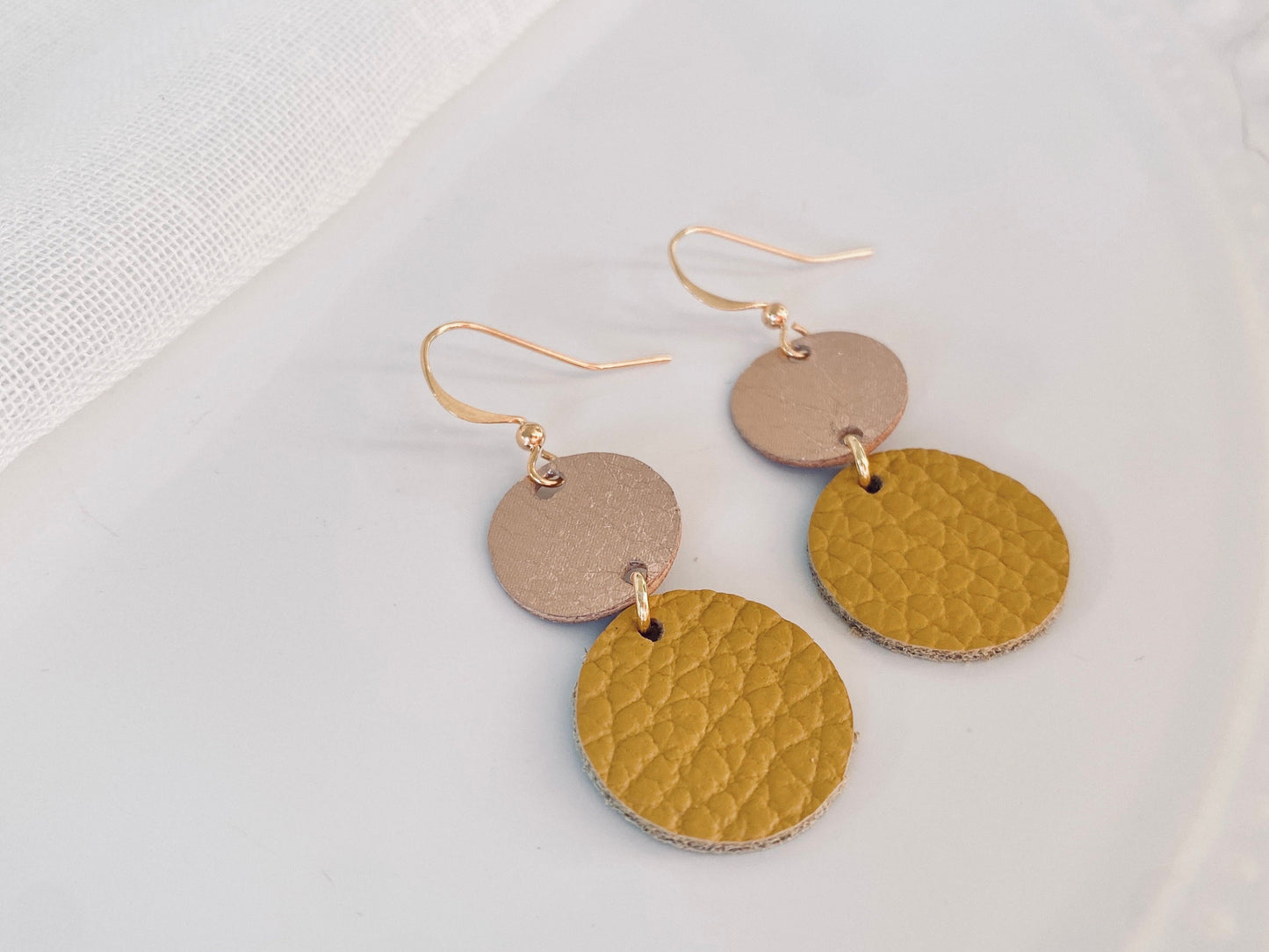 Rose Gold & Ochre Handmade Statement Earrings