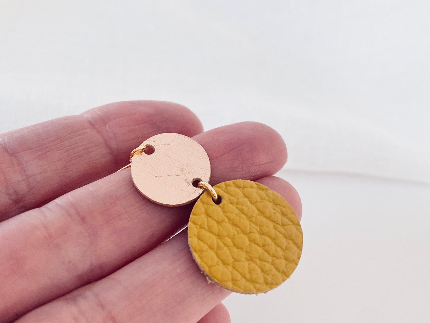 Rose Gold & Ochre Handmade Statement Earrings