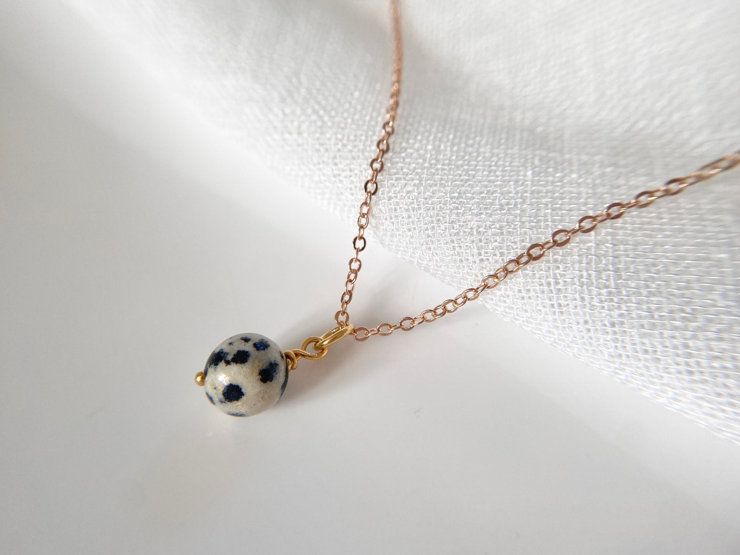 Gold Plated Dalmatian Jasper Pendant Necklace