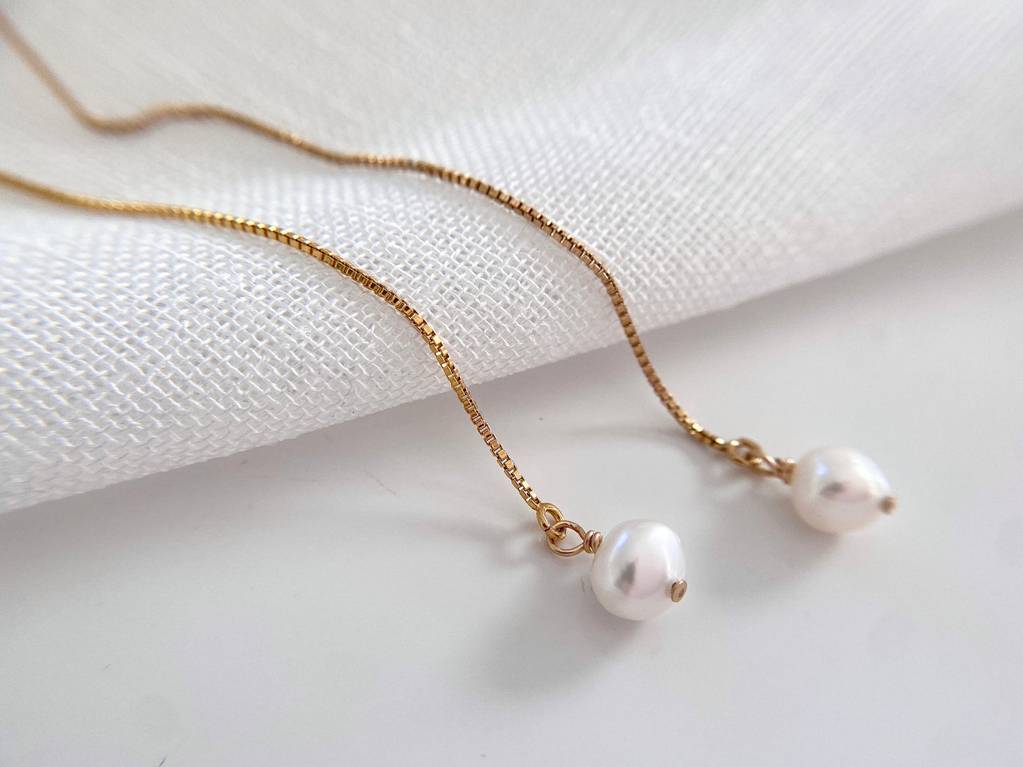 Gold Filled Pearl Threader Earrings