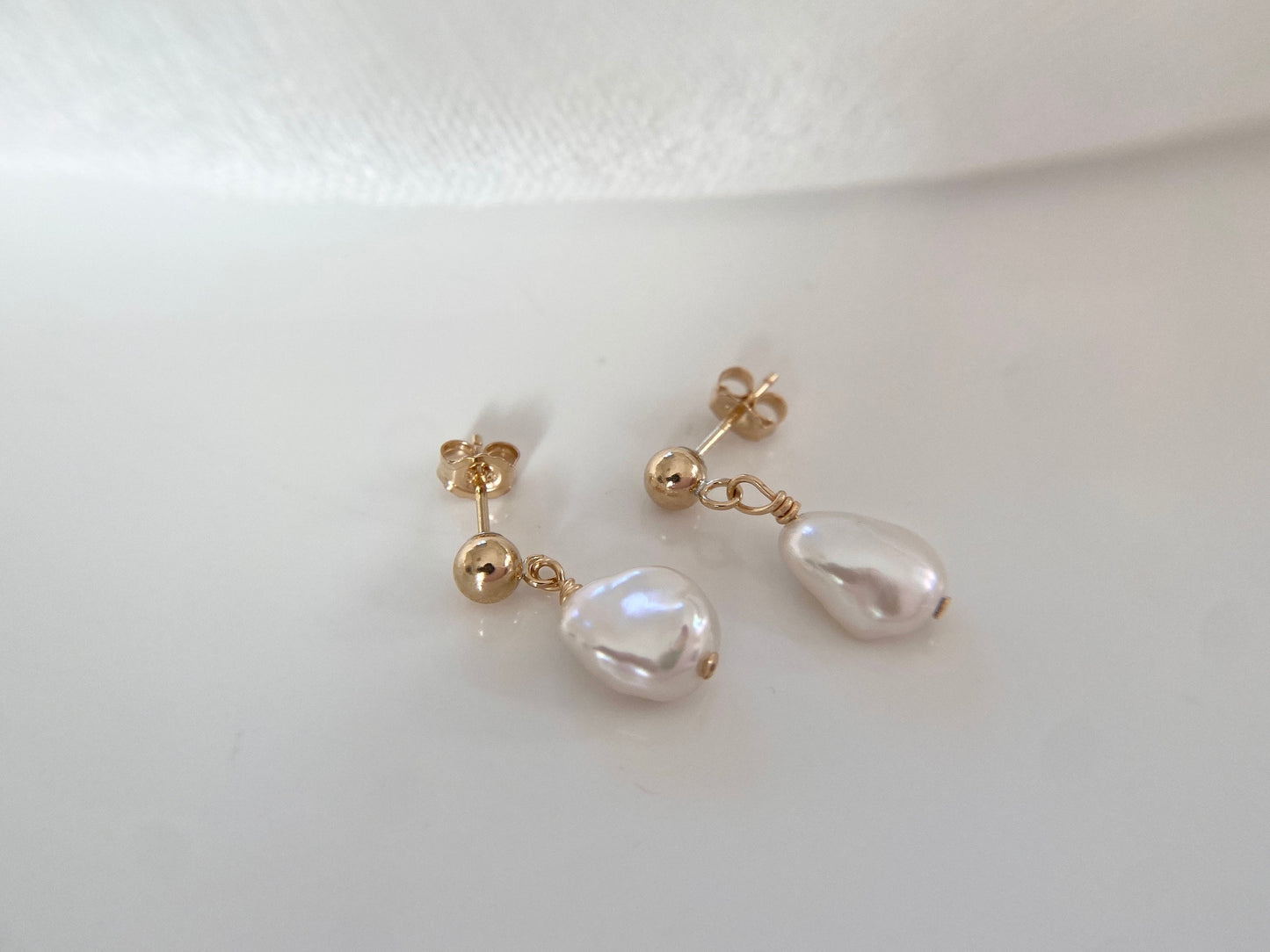 Gold filled freshwater pearl earrings