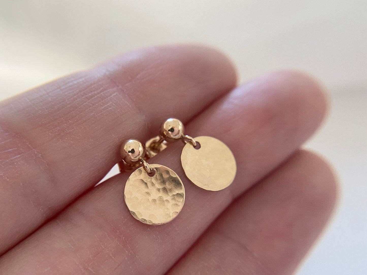 Gold filled disc earrings studs