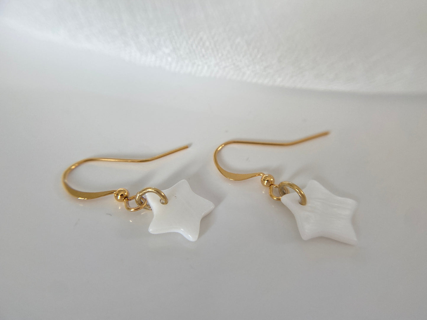 Gold Plated Mother of Pearl Star Earrings