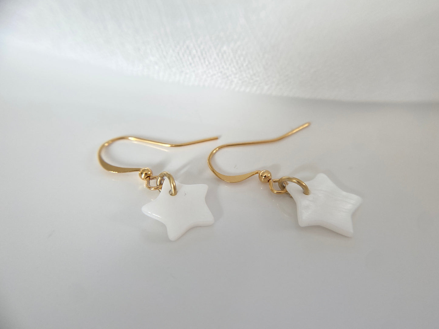 Gold Plated Mother of Pearl Star Earrings