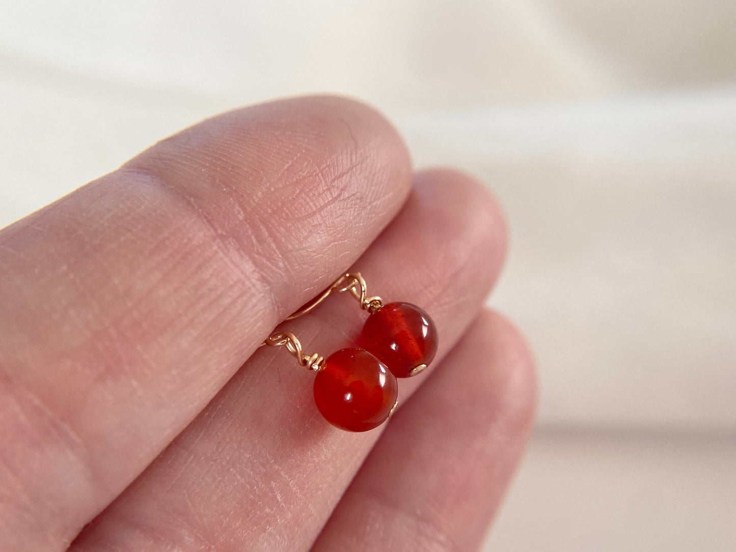 Gold Filled Carnelian Earrings