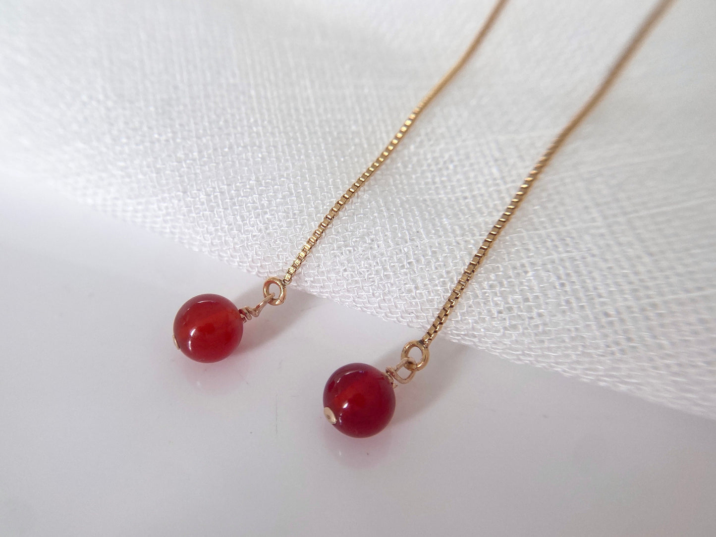 Gold Filled Carnelian Threader Earrings