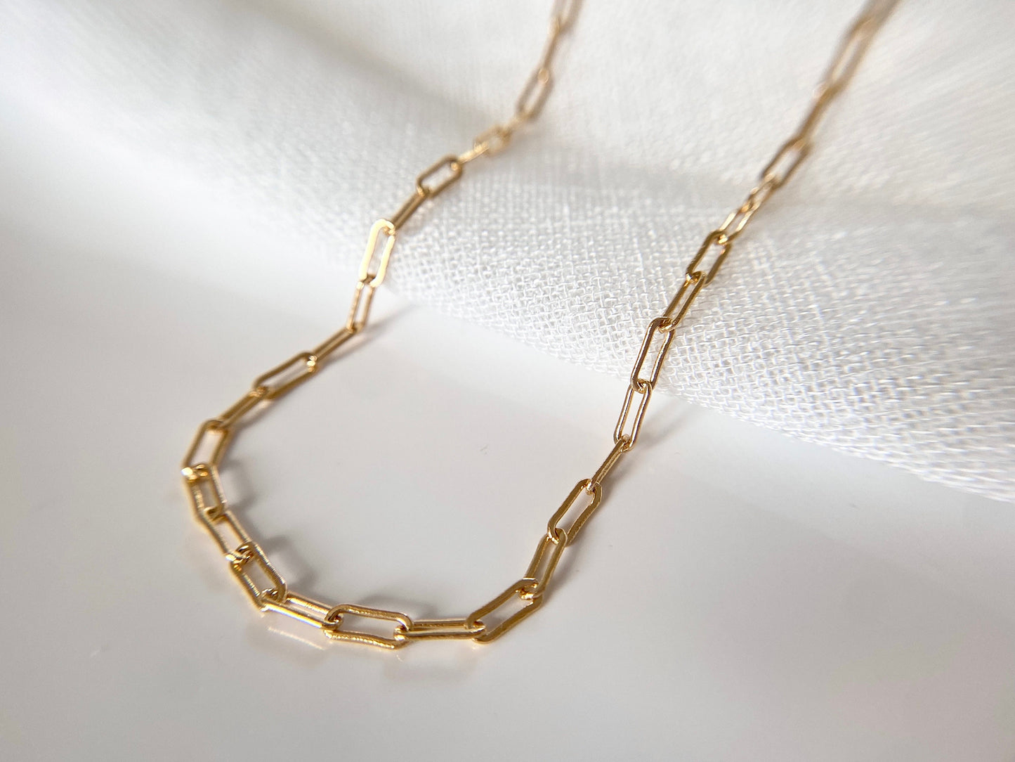 Gold filled Paperclip chain necklace