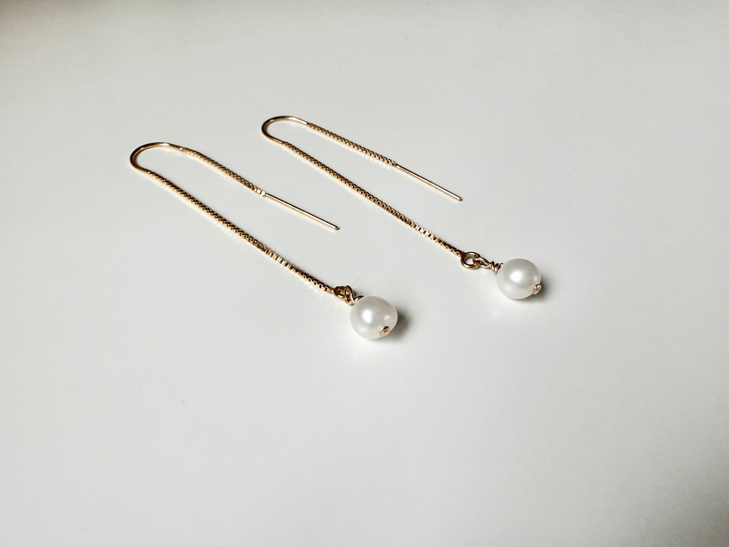 Gold Filled Pearl Threader Earrings