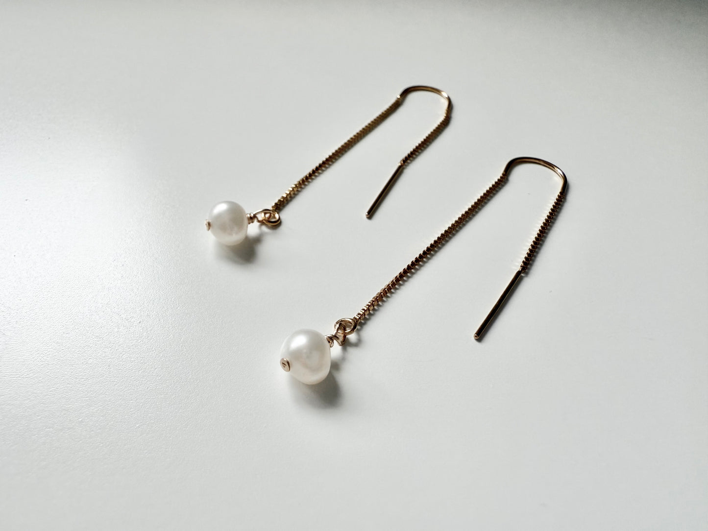 Gold Filled Pearl Threader Earrings