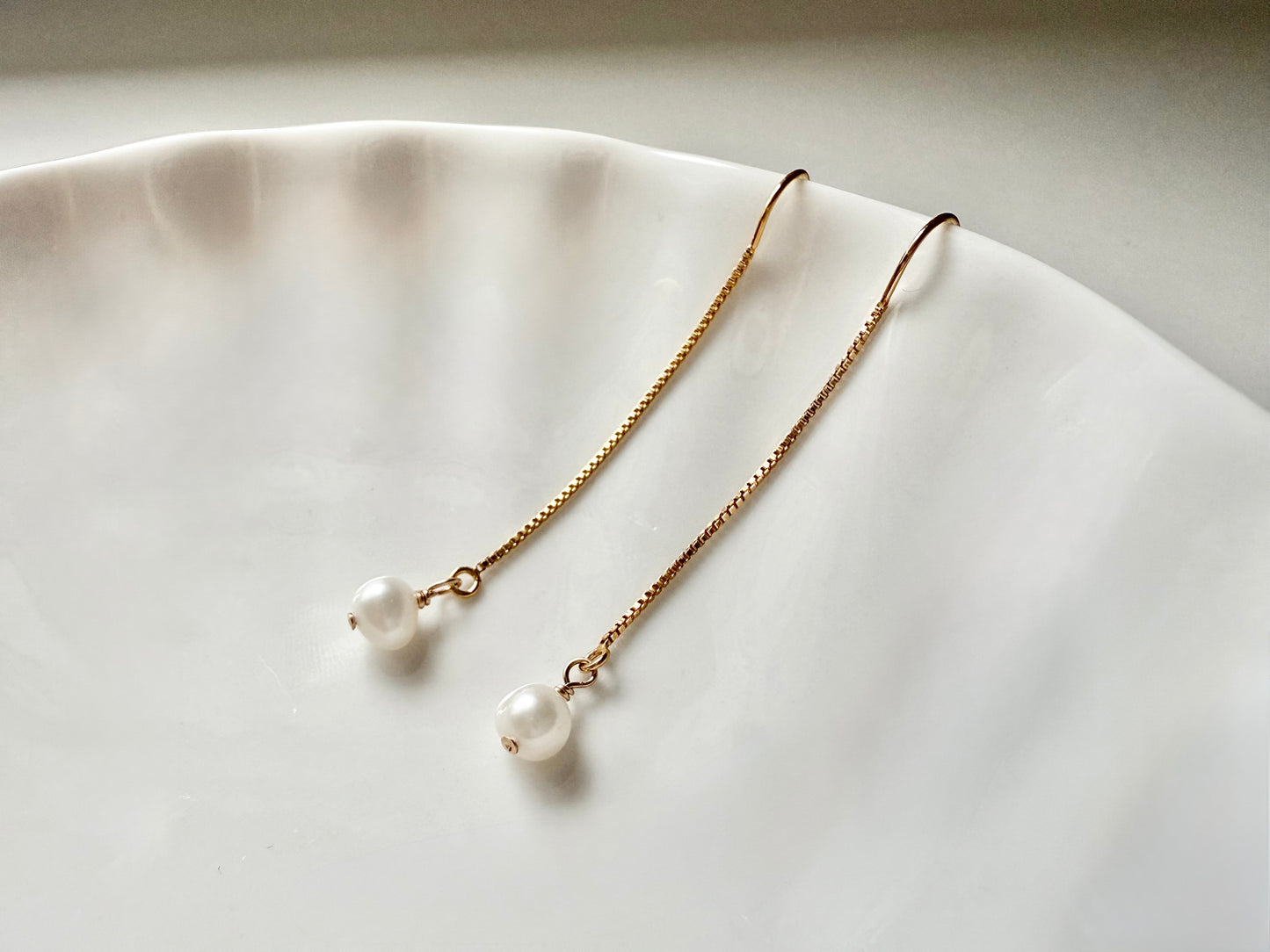 Gold Filled Pearl Threader Earrings