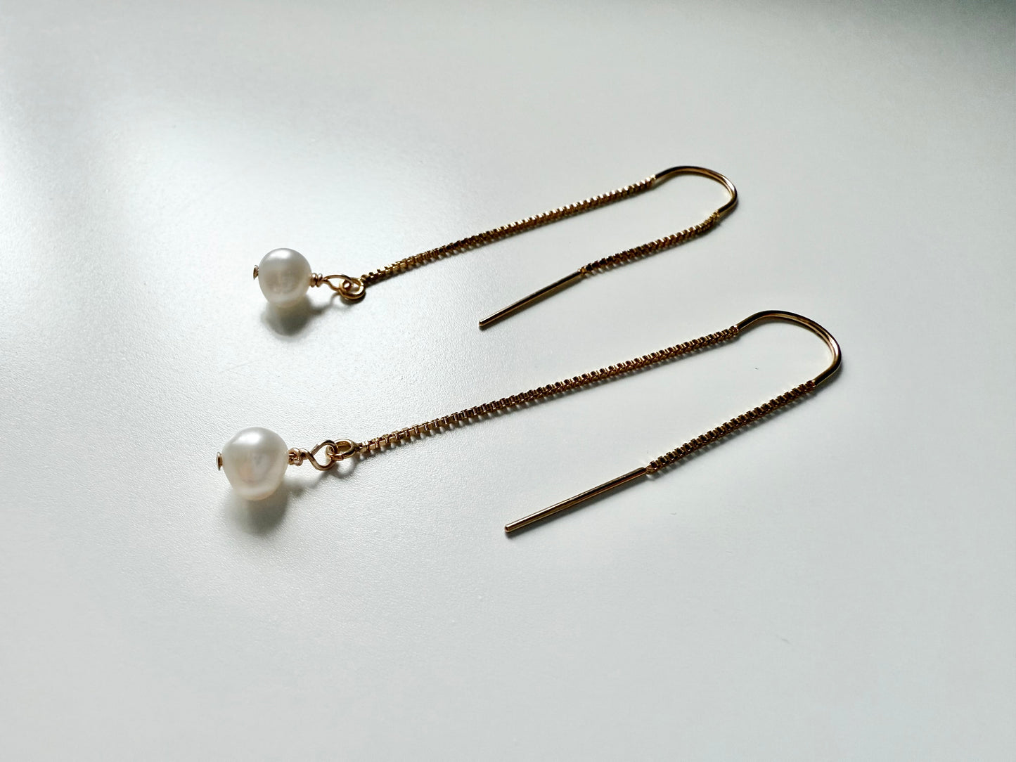 Gold Filled Pearl Threader Earrings