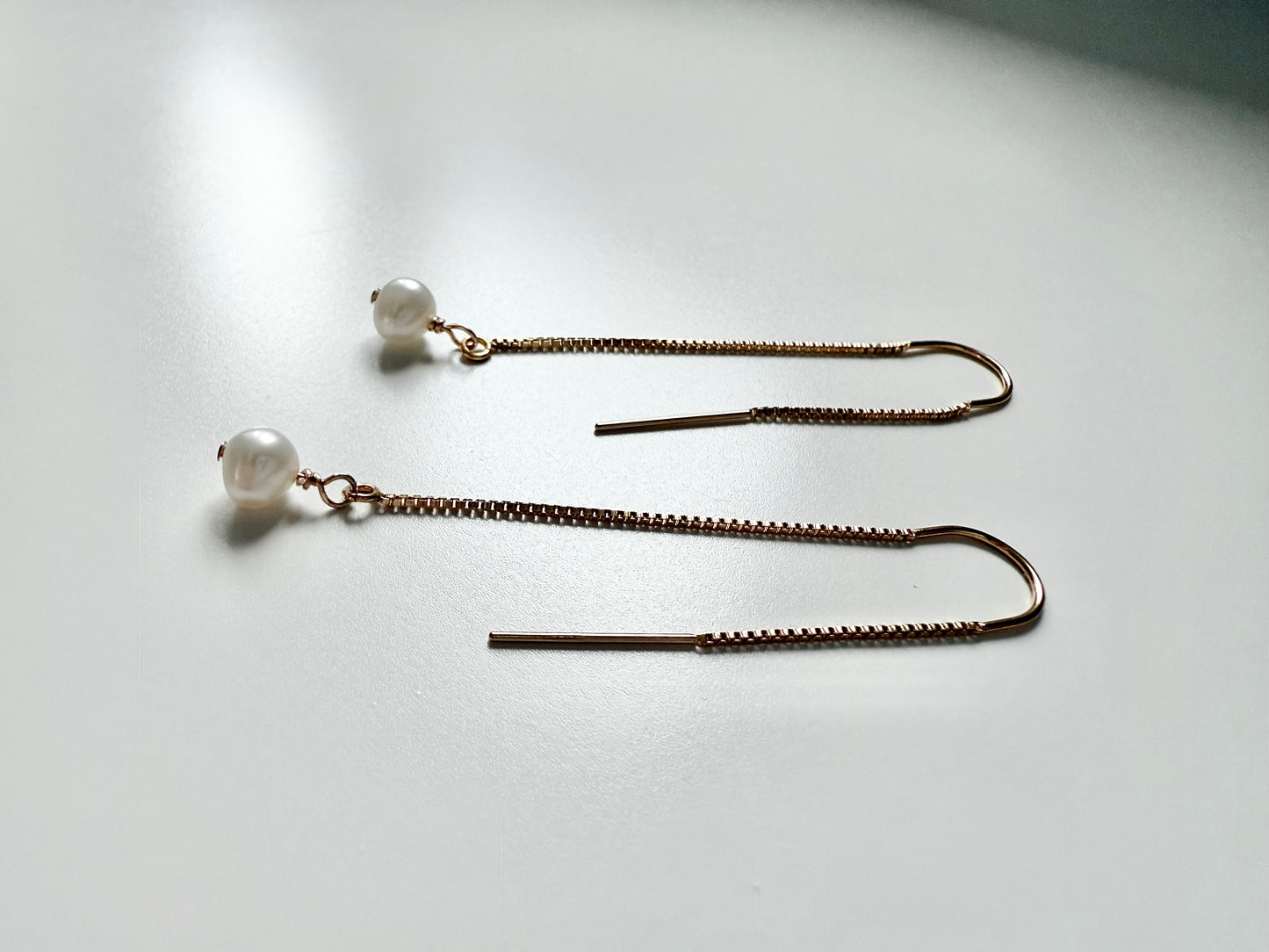 Gold Filled Pearl Threader Earrings