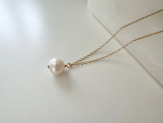 Gold Filled Freshwater Pearl Pendant Necklace, Gift for her