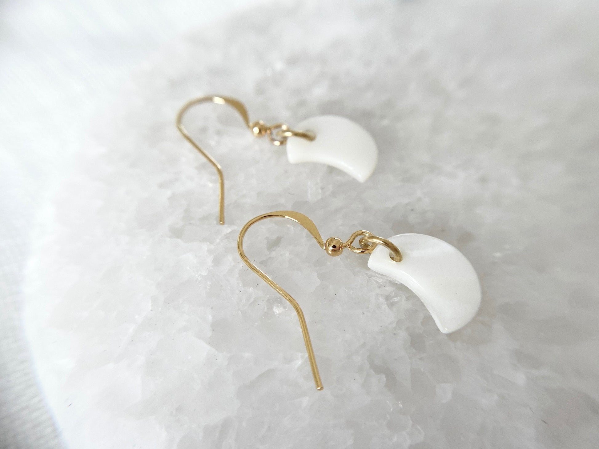 Gold Plated Mother of Pearl Moon Earrings