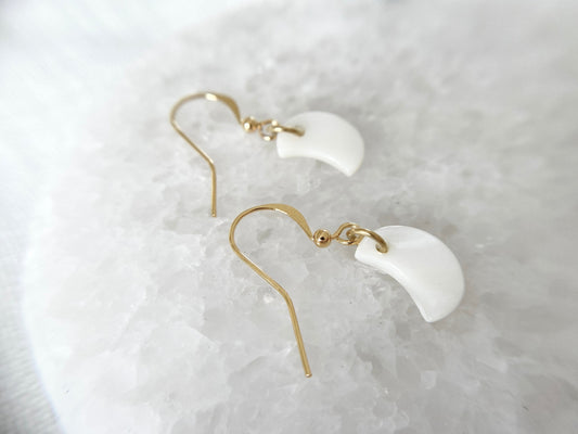 Gold Plated Mother of Pearl Moon Earrings