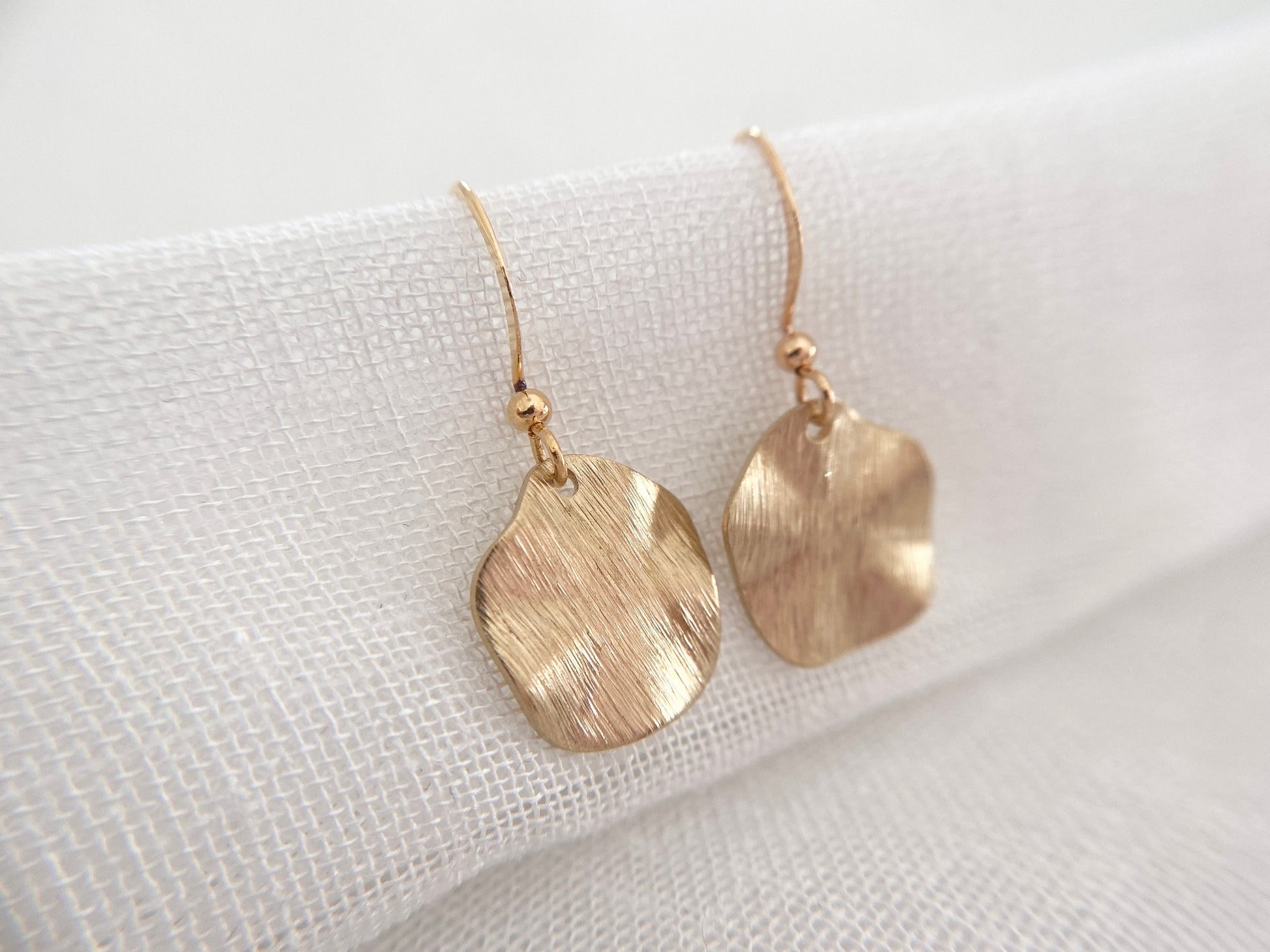 Gold Plated Wavy Disc Earrings