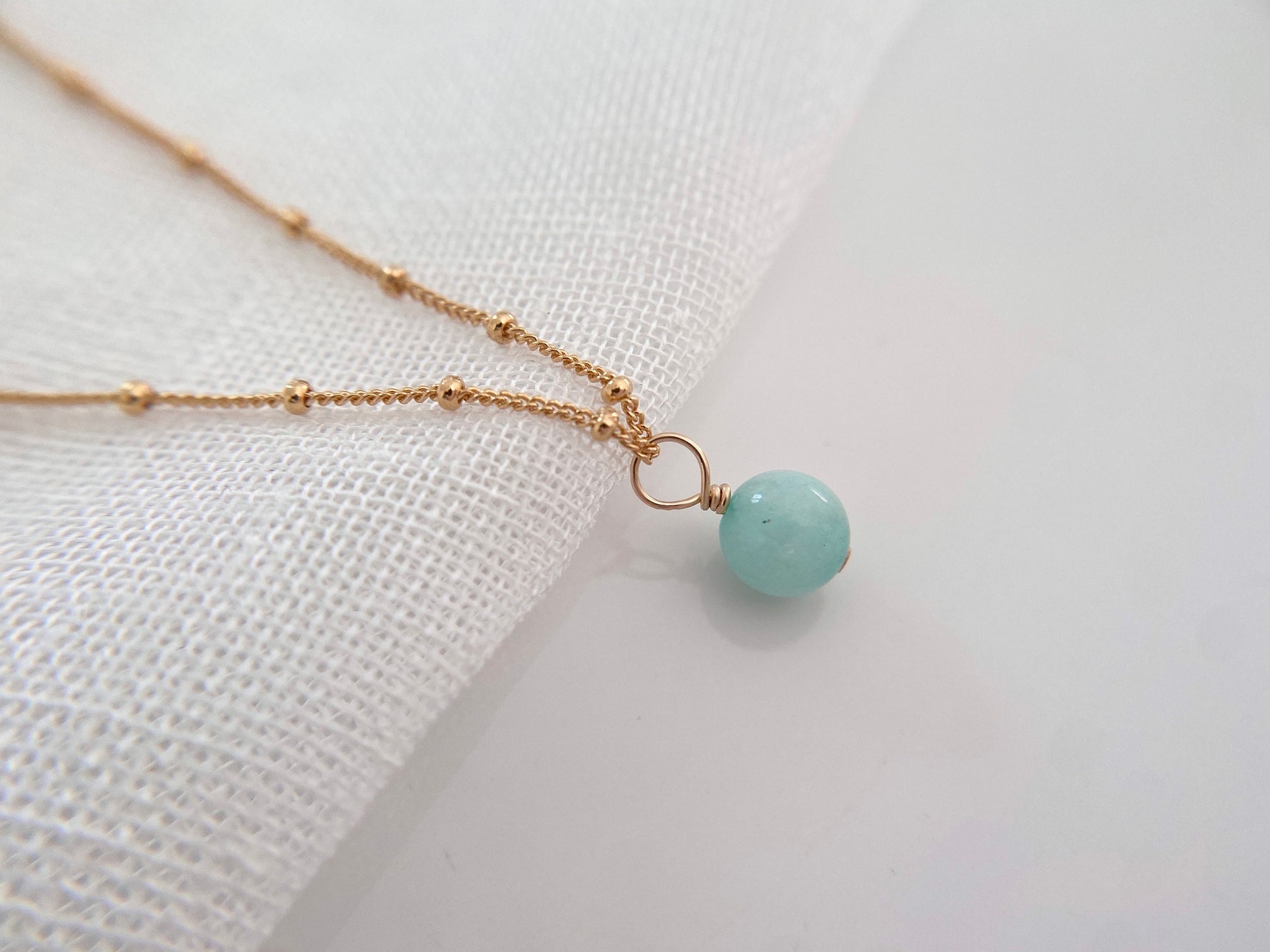 Gold jade pendant necklace satellite chain