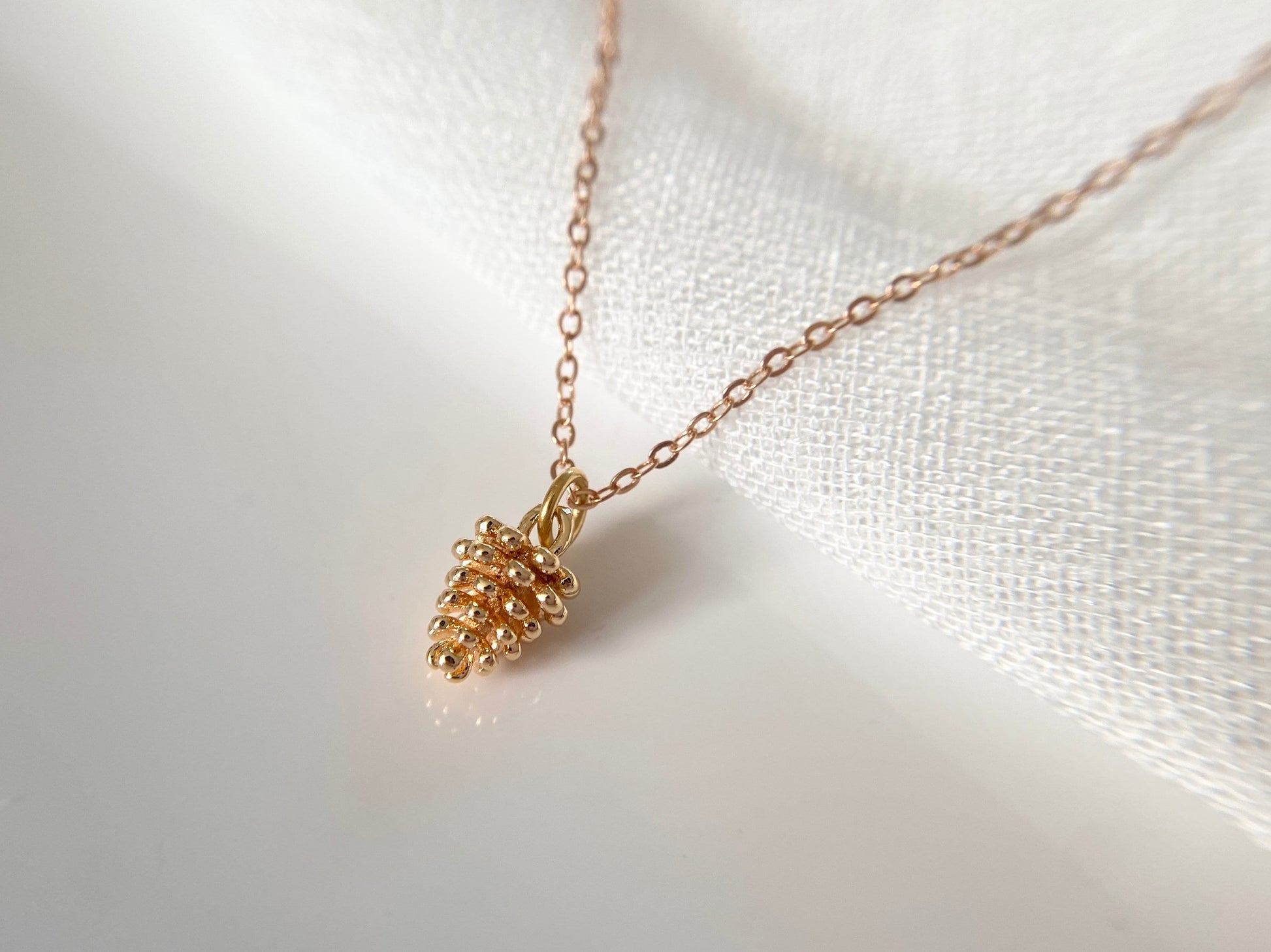 Gold Plated Pine Cone Pendant Necklace
