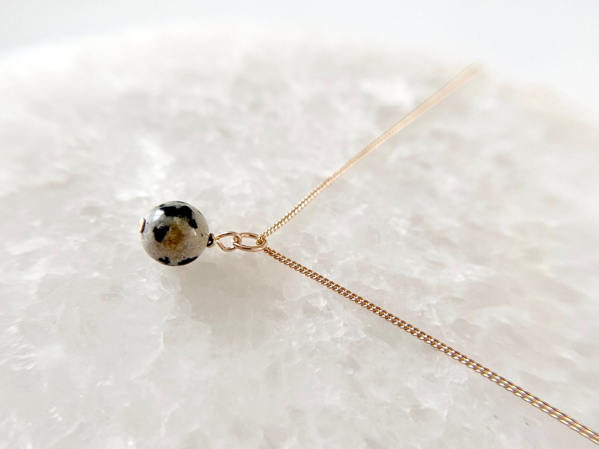 Gold necklace dalmation jasper