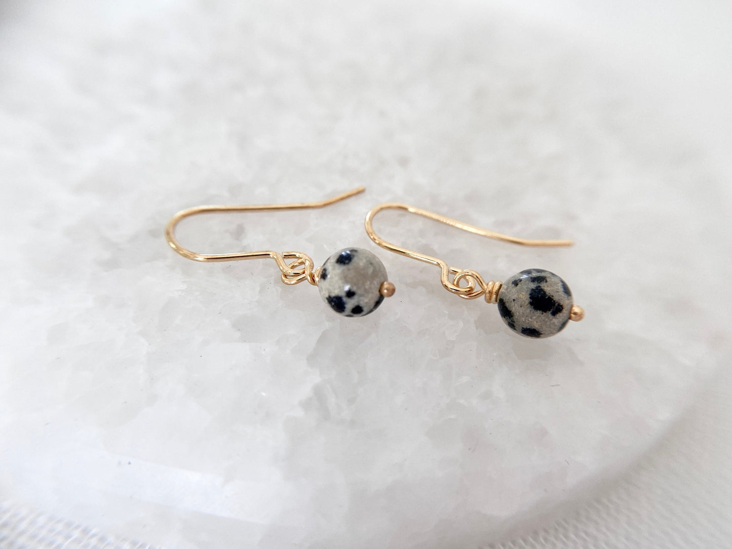 Gold Plated Dalmatian Jasper Earrings