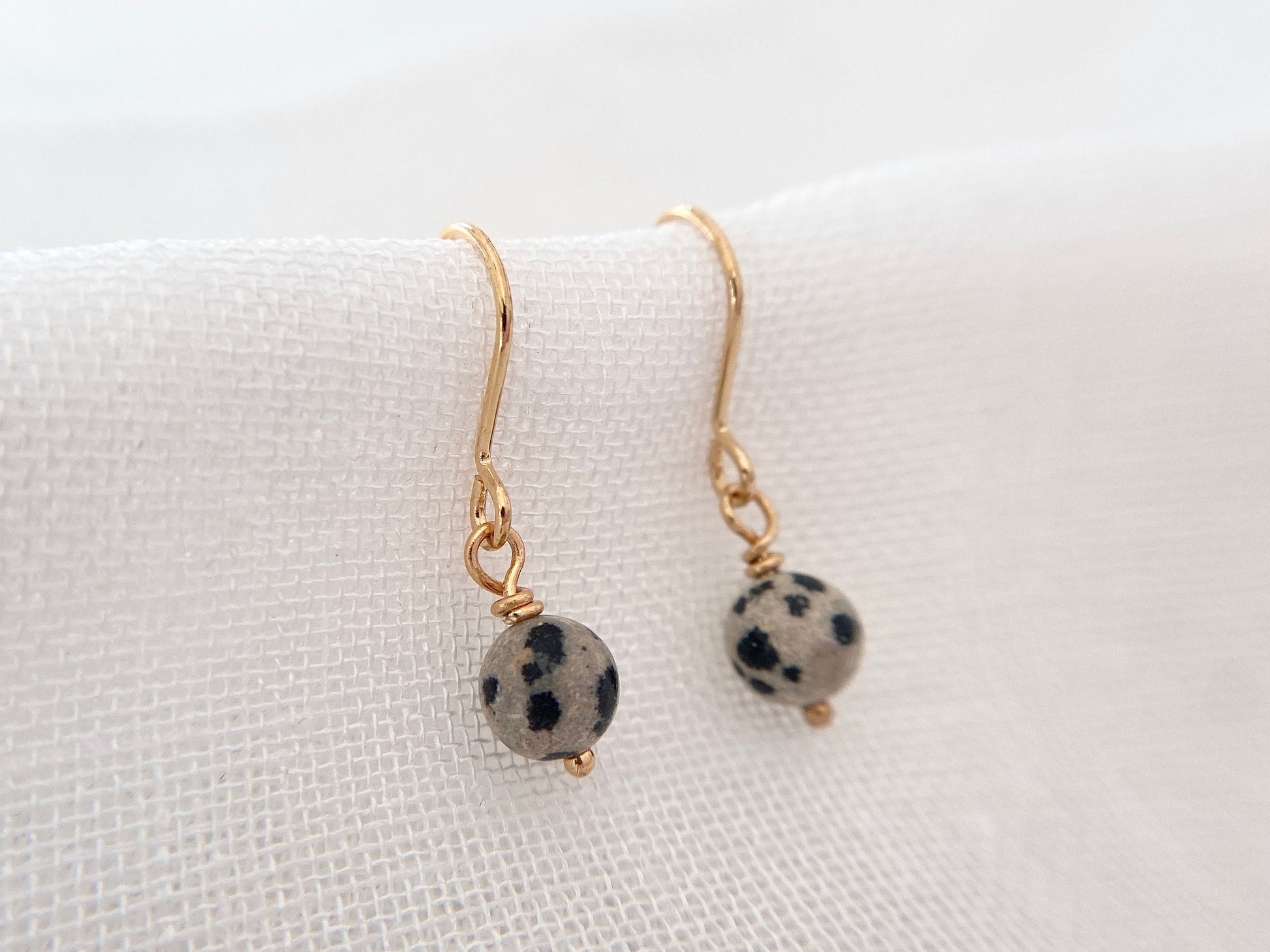 Gold Plated Dalmatian Jasper Earrings