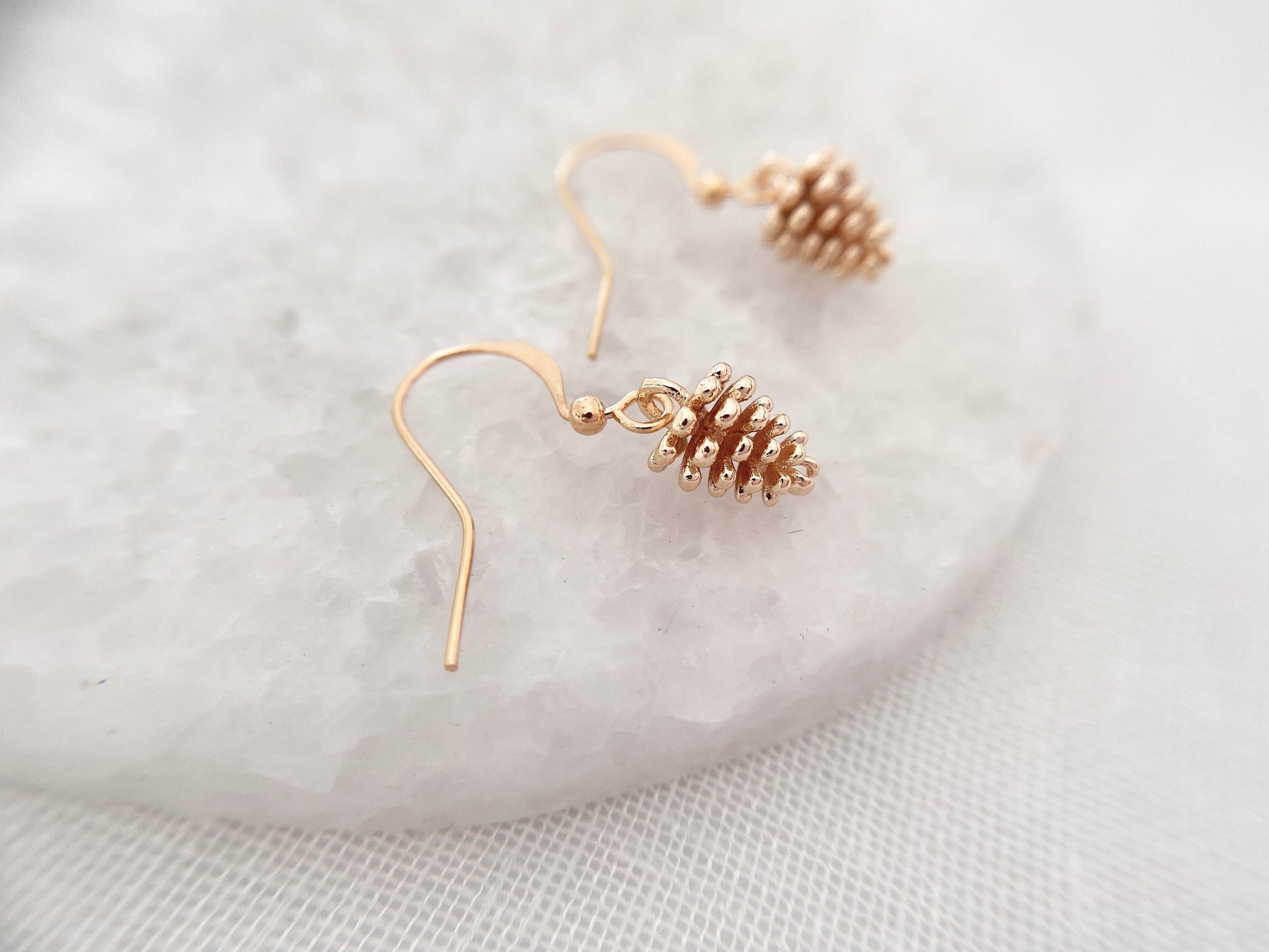 Gold Plated Pine Cone Earrings