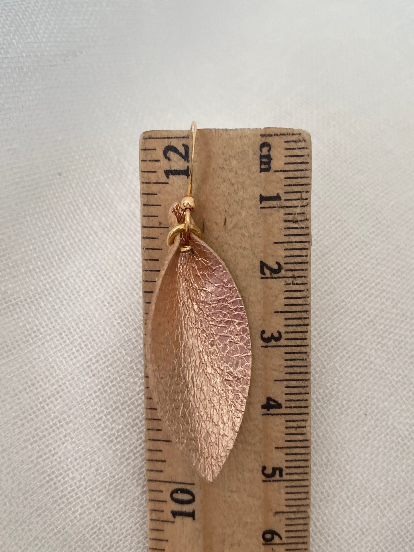 Rose Gold Leather Leaf Statement Earrings